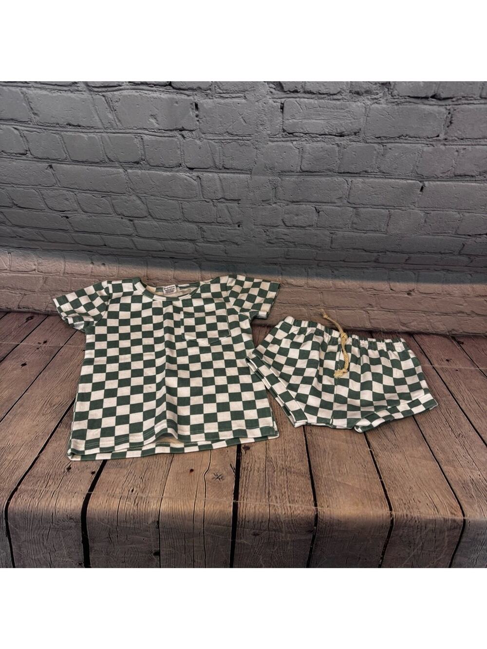 Little One Shop Checker Print 2 Piece Outfit